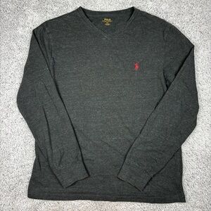 Polo Ralph Lauren Shirt Long Sleeve Vneck Red Pony Layering Preppy Classic Comfy